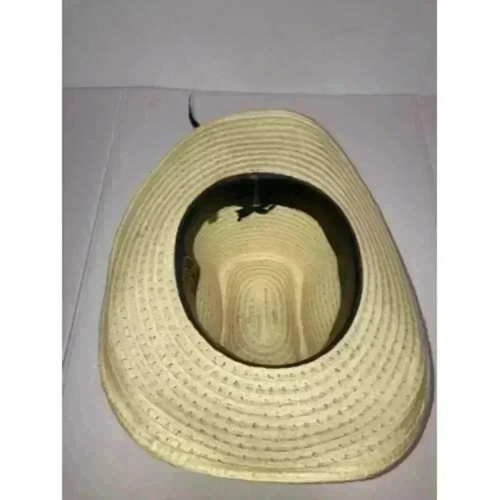 The Round Up Curl Brim Cowboy Rodeo Western Hat Feathers Size 6 3/4